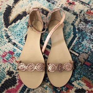 Jack Rogers rose gold ankle strap sandal